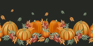 Koyu arkaplanlı suluboya sonbahar sınırı. Baskı, kartpostal, dcor, arka plan, etiketler, web için sınır..