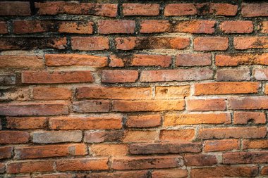 Eski ve yaşlanan kırmızı tuğla duvar dokusu ve arkaplanı.