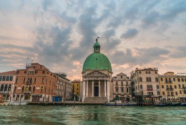 San Simeone Piccolo church with the Grand Canal in Venice, Italy in beautiful morning clipart