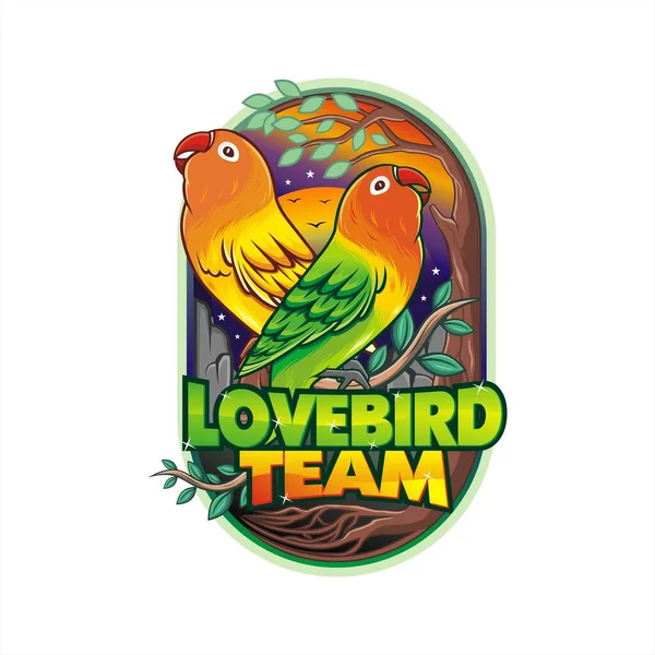 Lovebird Illustration Design Premium Vektor — Stockvektor