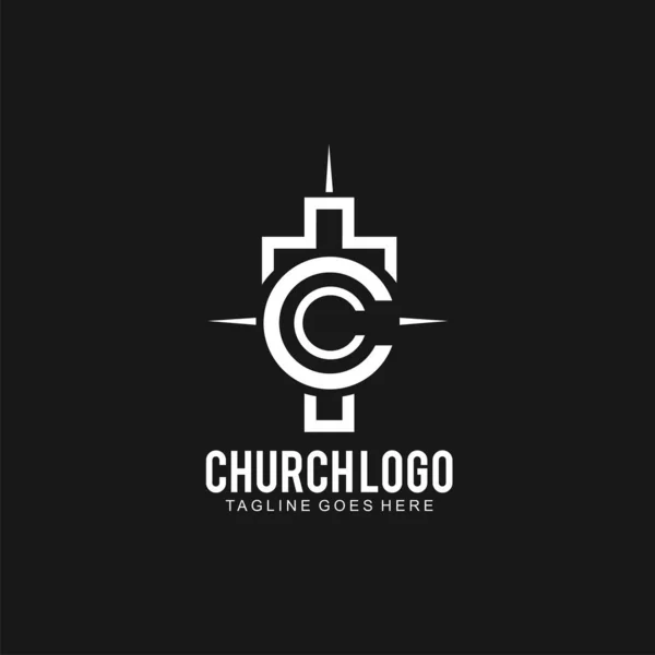 Cruz Logotipo Para Modelo Design Igreja Ícone Cruz Para Comunidade —  Vetores de Stock