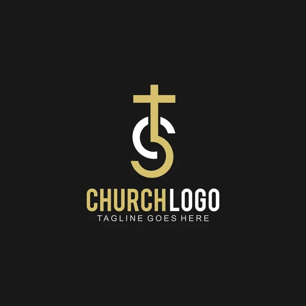 Cruz Logotipo Para Modelo Design Igreja Ícone Cruz Para Comunidade — Vetor de Stock