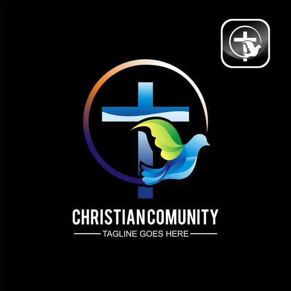 Kruislogo Voor Kerk Ontwerp Sjabloon Icoon Kruis Voor Christelijke Gemeenschap — Stockvector
