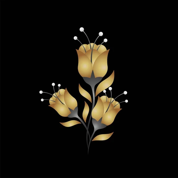 Golden Flower Vector Για Πρόσκληση Γαμήλια Κάρτα Και Άλλα Γραφικά — Διανυσματικό Αρχείο