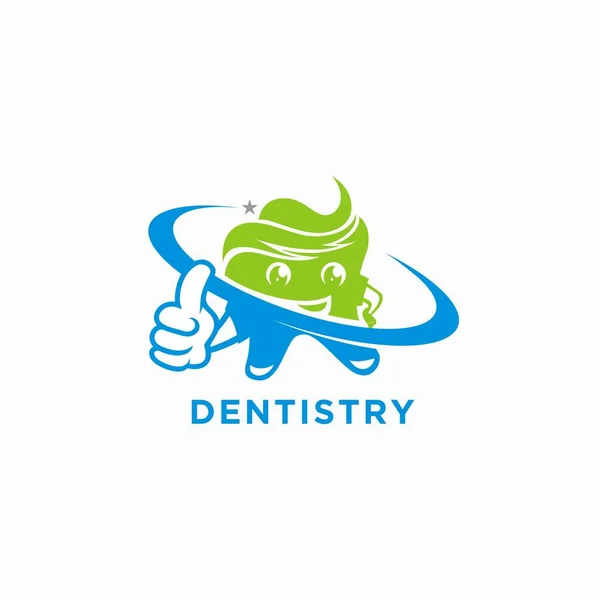 Diseño Mascota Dibujos Animados Logo Cuidado Dental Para Niños — Archivo Imágenes Vectoriales