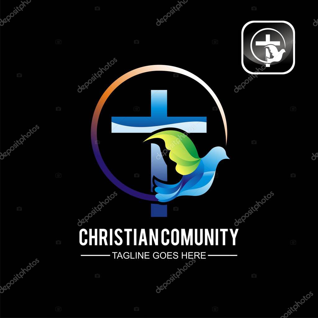 Cross logo for church design template or icon cross for christian community