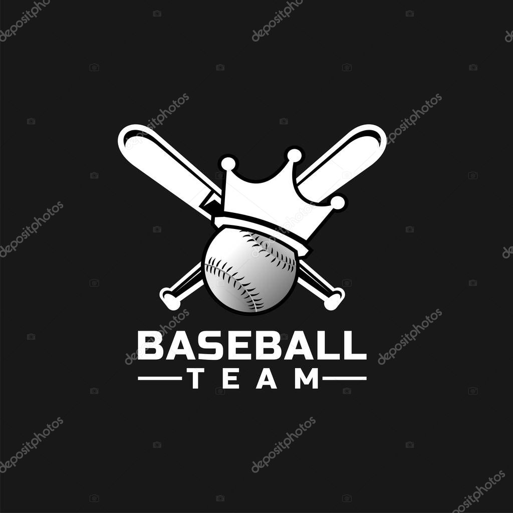 Baseball team logo design in black and white color