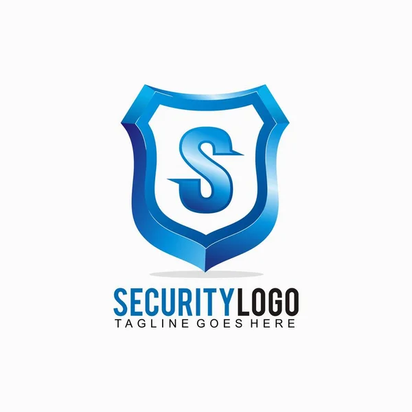 Security Logo Design Design Concept Color Blue — Vetor de Stock