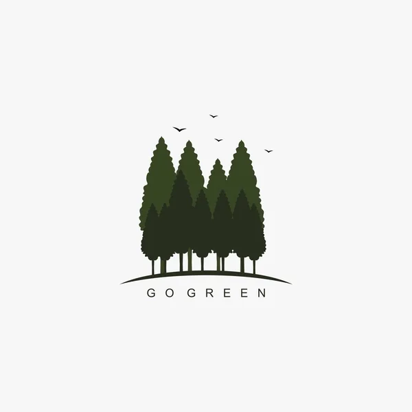 Goreen Logotyp Med Begreppet Träd Och Fåglar Som Symboliserar Bevarandet — Stock vektor