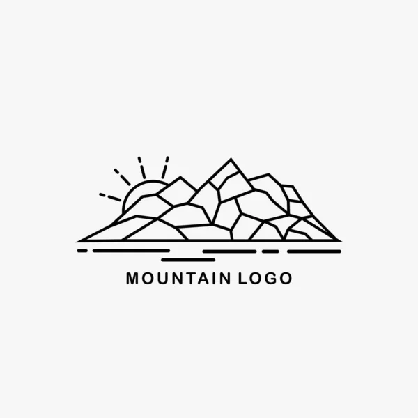 Вектор Горного Логотипа Концепцией Линейного Дизайна Бизнес Компании — стоковый вектор