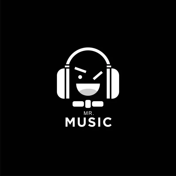 Logotipo Música Com Conceito Design Fone Ouvido — Vetor de Stock