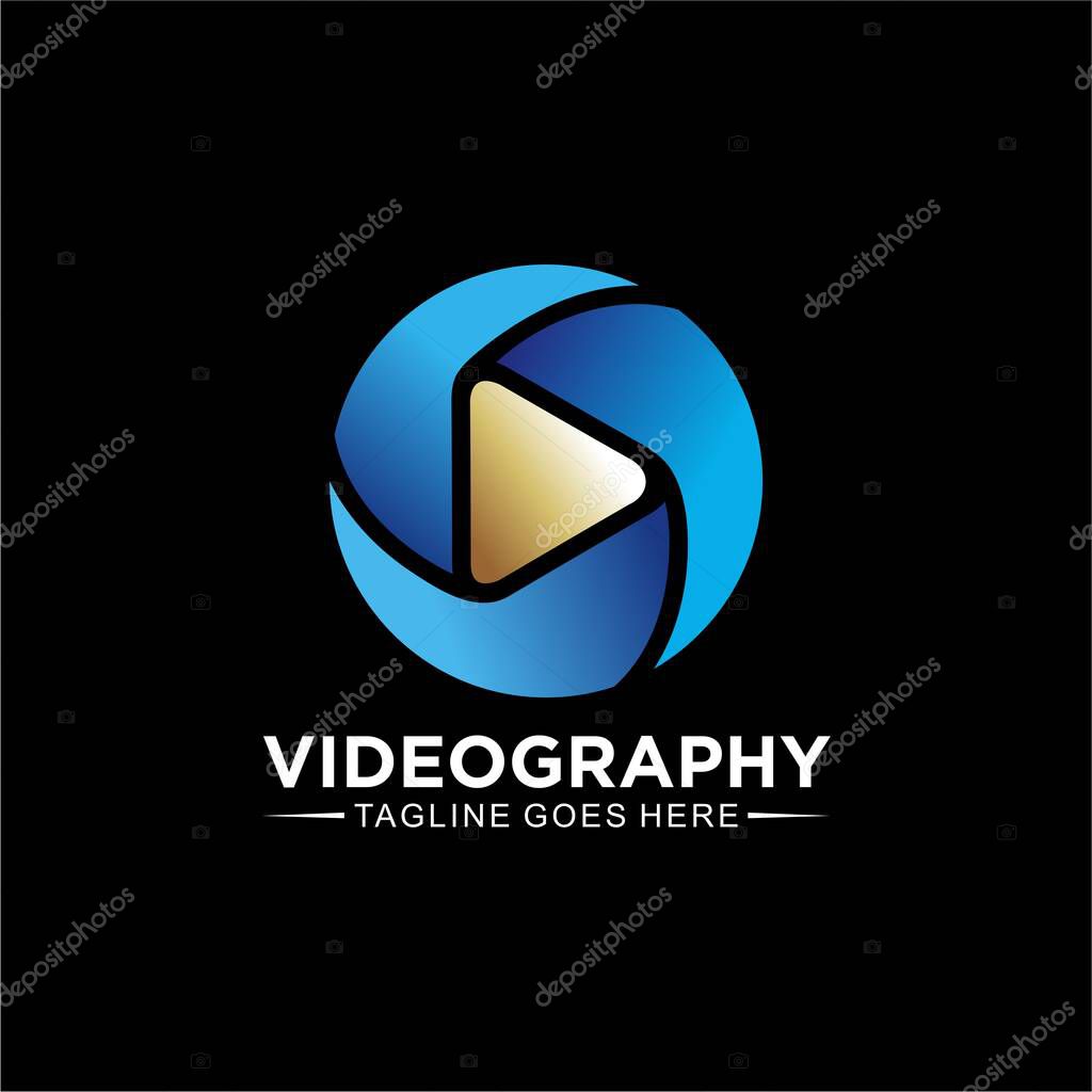 Videography or photography logo concept in circle premium design