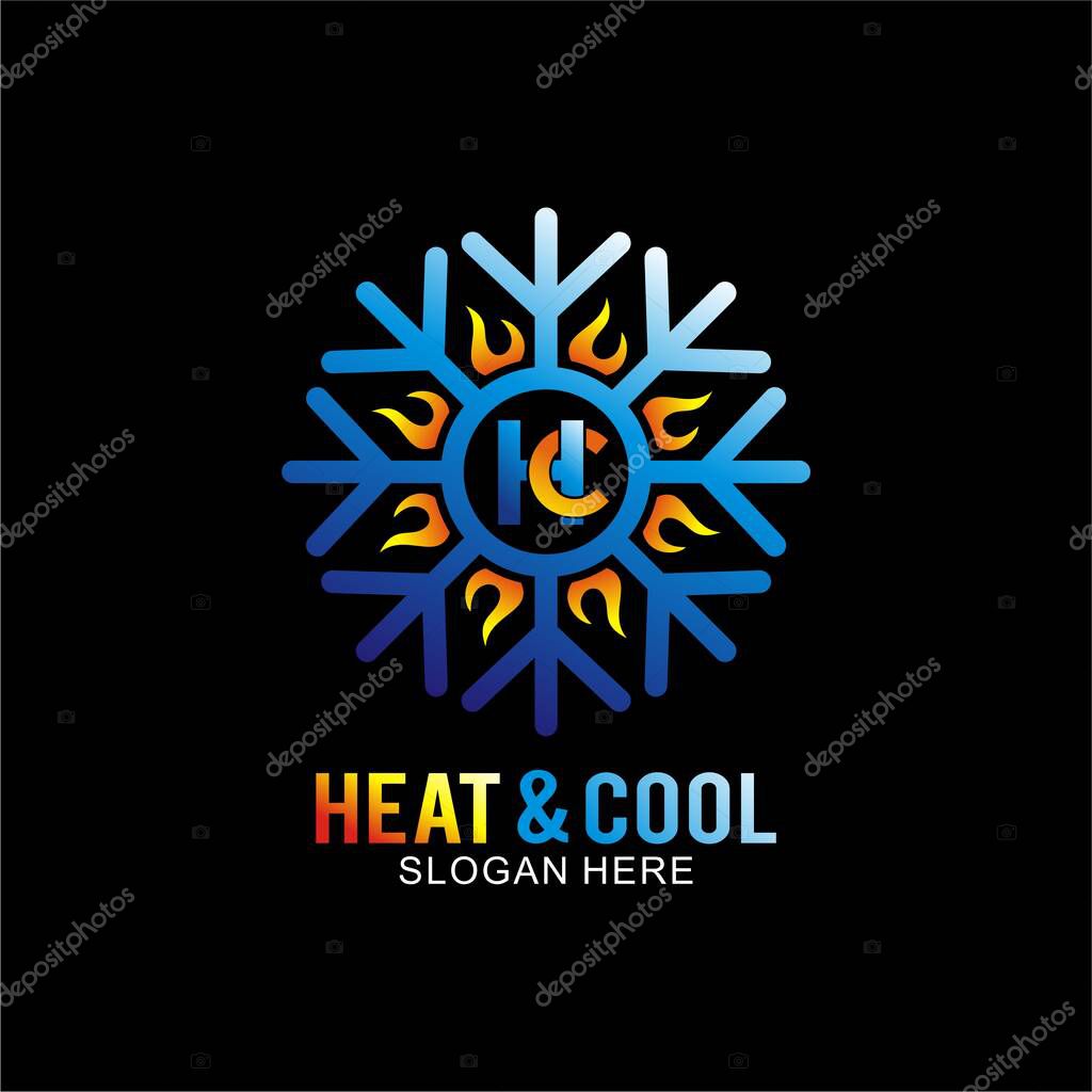 Heat and cool logo design concept for business company with gradient color