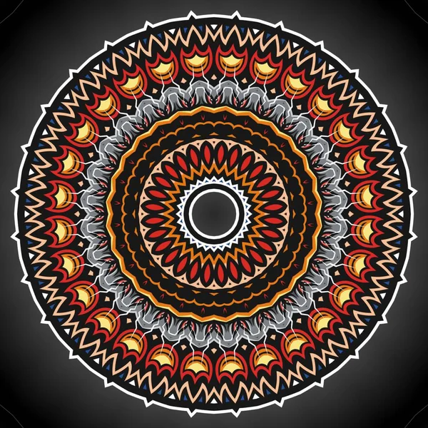 Mandala Ornament Ethnische Dekoration Farbenfrohes Gestaltungselement Für Textilien Stoff Rahmen — Stockfoto