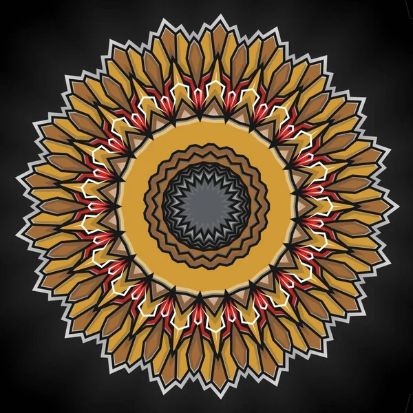 曼荼羅の花の装飾民族の装飾 テキスタイル ファブリック フレーム ボーダー またはファッション紙の印刷のためのカラフルなデザイン要素 — ストック写真