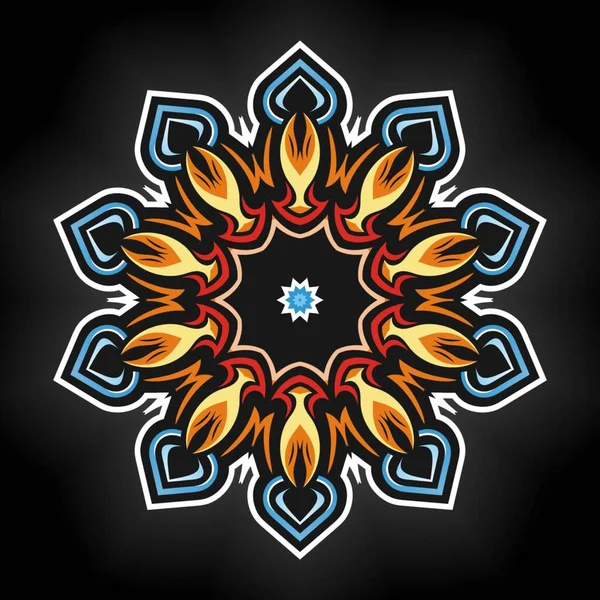 Mandala Blume Schmuck Ethnische Dekoration Farbenfrohes Gestaltungselement Für Textilien Stoff — Stockfoto