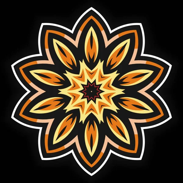 Mandala Virág Dísz Etnikai Dekoráció Színes Design Elem Textil Szövet — Stock Fotó