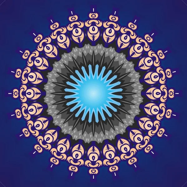 Mandala Abstrakcyjna Dekoracja Ozdoba Projektowanie Elementów Dla Tekstyliów Tkanin Ram — Zdjęcie stockowe