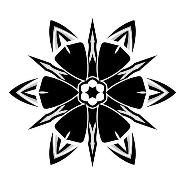Mandala Kwiat Proste Dekoracje Projektowania Elementów Kolorze Czarno Białym — Zdjęcie stockowe