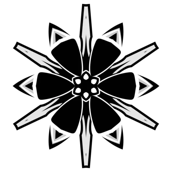 Siyah Beyaz Renkte Element Tasarımı Için Basit Mandala Çiçeği Dekorasyonu — Stok fotoğraf