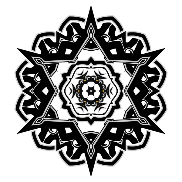 Mandala Proste Dekoracje Ozdobne Projektowania Elementów Kolorze Czarno Białym — Zdjęcie stockowe