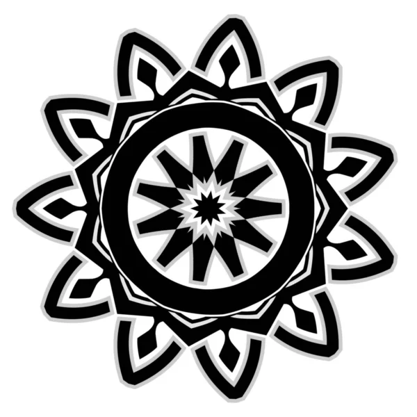 Siyah Beyaz Renkte Element Tasarımı Için Basit Mandala Süsleme — Stok fotoğraf