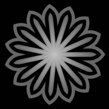 Siyah beyaz desenli mandala çiçeği süslemesi. Tekstil, kumaş, çerçeve ve kenar ya da moda kağıdı baskısı için element tasarımı.