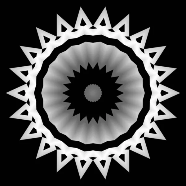 Mandala Virág Díszítő Dekoráció Elem Design Fekete Fehér Gradiens Szín — Stock Fotó