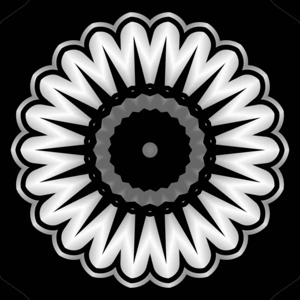 Siyah Beyaz Gradyan Renkte Element Tasarımı Için Mandala Çiçeği Süslemesiname — Stok fotoğraf