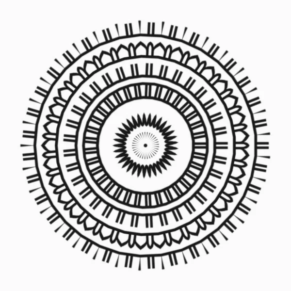 Mandala Egyszerű Virág Dekoráció Fekete Fehér Színben Textil Textil Keret — Stock Fotó