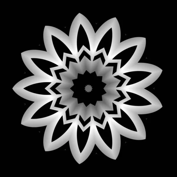 Mandala Jednoduchá Květinová Dekorace Černobílé Barvě Gradient Návrh Prvků Pro — Stock fotografie
