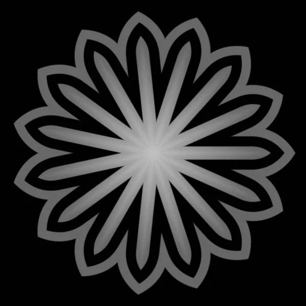 Mandala Prosty Kwiat Dekoracji Kolorze Czarno Białym Gradientowym Projektowanie Elementów — Zdjęcie stockowe
