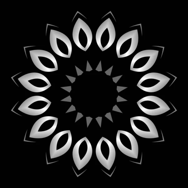 Mandala Απλή Διακόσμηση Λουλουδιών Μαύρο Και Άσπρο Χρώμα Κλίση Σχεδιασμός — Φωτογραφία Αρχείου