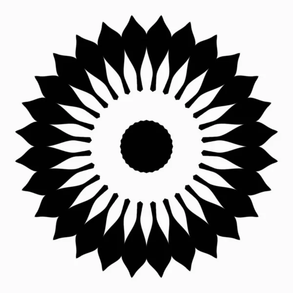 Мандала Цветок Простое Украшение Элемента Дизайна Черно Белый Цвет — стоковое фото
