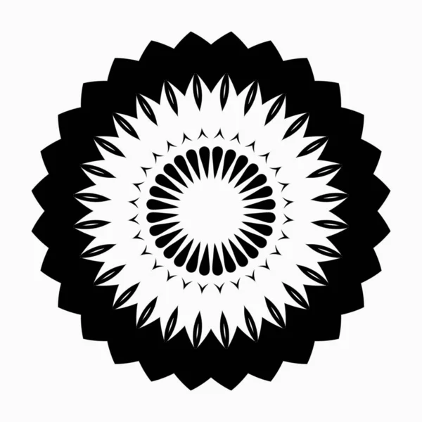 黒と白の色の要素のデザインのための曼荼羅花のシンプルな装飾 — ストック写真