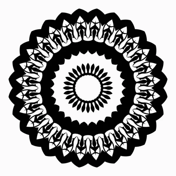 Mandala Ozdobne Dekoracje Projektowania Elementów Kolorze Czarno Białym — Zdjęcie stockowe
