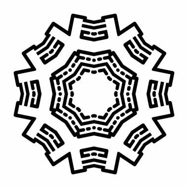 Siyah ve beyaz renkli element tasarımı için basit mandala süs konsepti