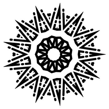 Siyah ve beyaz renkli element tasarımı için basit mandala süs konsepti