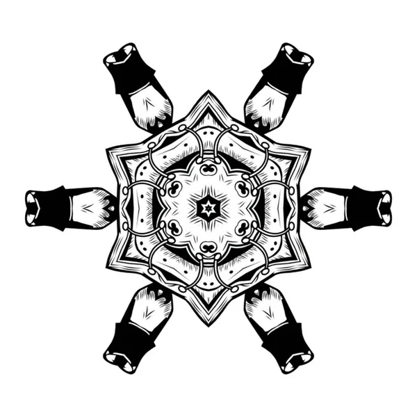 Mandala Ozdobna Koncepcja Projektowania Elementów Kolor Czarny Biały — Zdjęcie stockowe