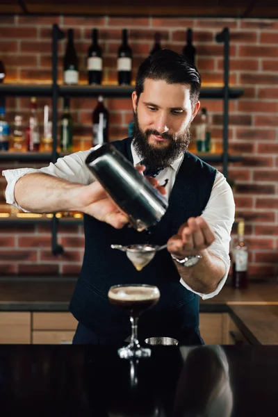 Vista Frontale Cocktail Finitura Barman — Foto Stock
