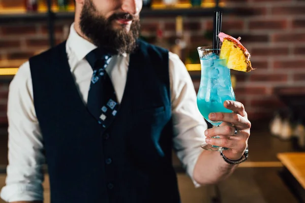 Cocktail Bleu Terminé Prêt Servir — Photo