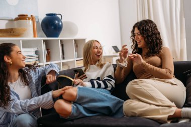 Three beautiful female friends spent the afternoon together