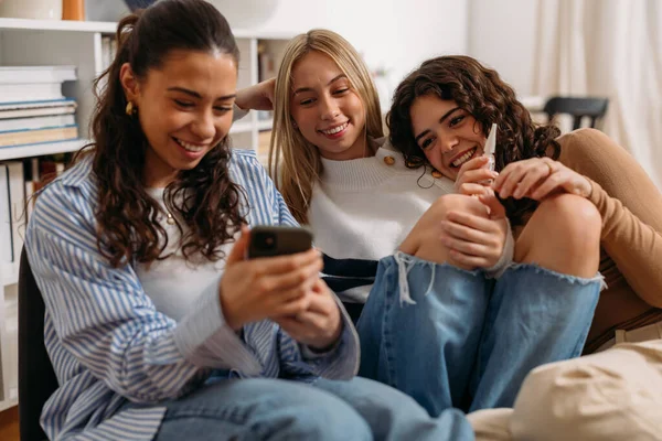 Three friends enjoy each others company