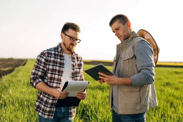 stock image Farmers work together in the wheat field