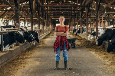 Güzel beyaz kovboy kız ev hayatını seviyor. Bir ahırda kumlanıyor..