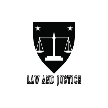 Hukuk ve Adalet logosu vektör şablonu çizimi
