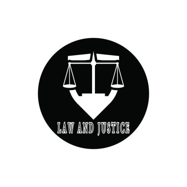 Hukuk ve Adalet logosu vektör şablonu çizimi