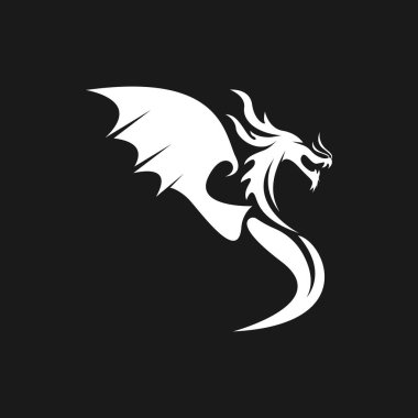 Ejder Silüeti Simgesi Sembol Vektörü İllüstrasyonu