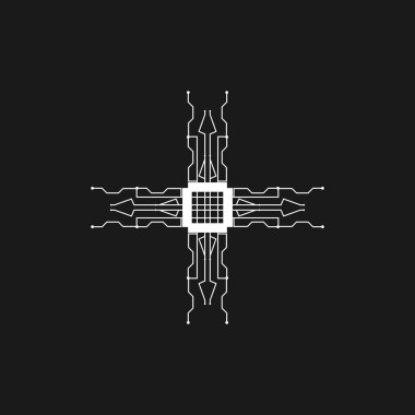 Devre Kablo Teknolojisi Logo Vektör Şablonu İllüstrasyonu 