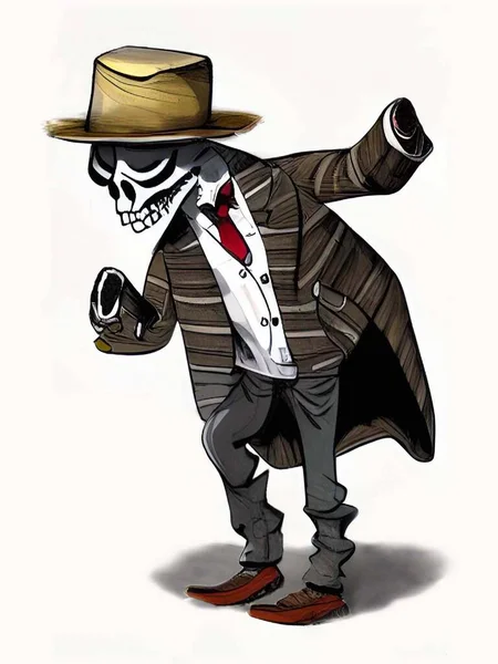 Armless Gangster Esqueleto Fundo Branco — Fotografia de Stock